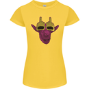 Offensive Goat With Finger Flip Glasses Womens Petite Cut T-Shirt Yellow