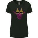 Offensive Goat With Finger Flip Glasses Womens Wider Cut T-Shirt Black