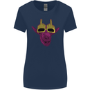 Offensive Goat With Finger Flip Glasses Womens Wider Cut T-Shirt Navy Blue