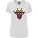 Offensive Goat With Finger Flip Glasses Womens Wider Cut T-Shirt White