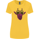 Offensive Goat With Finger Flip Glasses Womens Wider Cut T-Shirt Yellow
