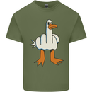 Offensive Pigeon Finger Flip Funny Mens Cotton T-Shirt Tee Top Military Green