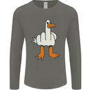 Offensive Pigeon Finger Flip Funny Mens Long Sleeve T-Shirt Charcoal