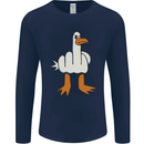 Offensive Pigeon Finger Flip Funny Mens Long Sleeve T-Shirt Navy Blue