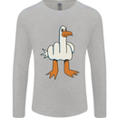 Offensive Pigeon Finger Flip Funny Mens Long Sleeve T-Shirt Sports Grey