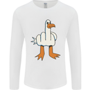 Offensive Pigeon Finger Flip Funny Mens Long Sleeve T-Shirt White