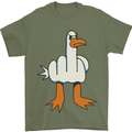 Offensive Pigeon Finger Flip Funny Mens T-Shirt 100% Cotton Military Green