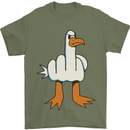 Offensive Pigeon Finger Flip Funny Mens T-Shirt 100% Cotton Military Green