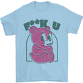 Offensive Teddy Bear F#uck You Funny Mens T-Shirt 100% Cotton Light Blue