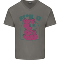 Offensive Teddy Bear F#uck You Funny Mens V-Neck Cotton T-Shirt Charcoal