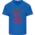 Offensive Teddy Bear F#uck You Funny Mens V-Neck Cotton T-Shirt Royal Blue