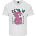 Offensive Teddy Bear F#uck You Funny Mens V-Neck Cotton T-Shirt White