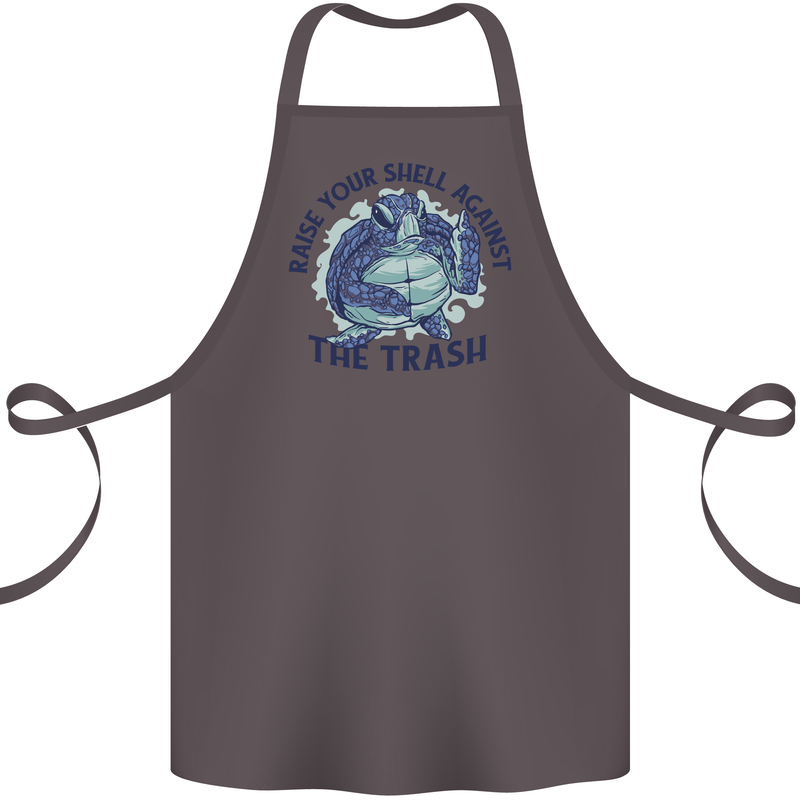 Offensive Turtle Climate Change Environment Cotton Apron 100% Organic Dark Grey