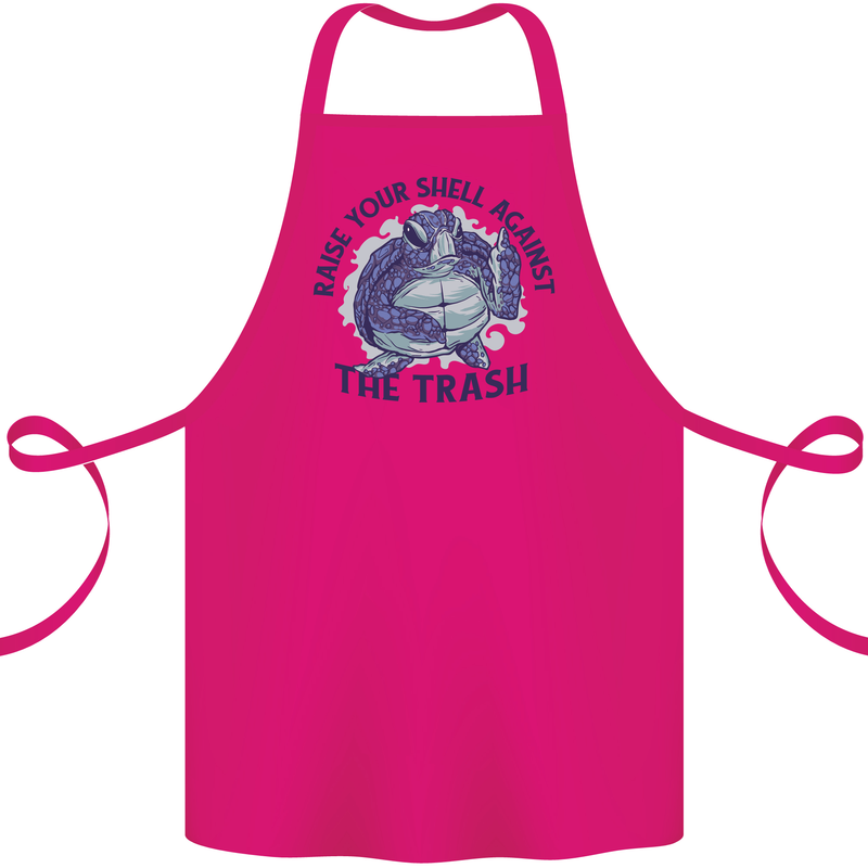 Offensive Turtle Climate Change Environment Cotton Apron 100% Organic Pink