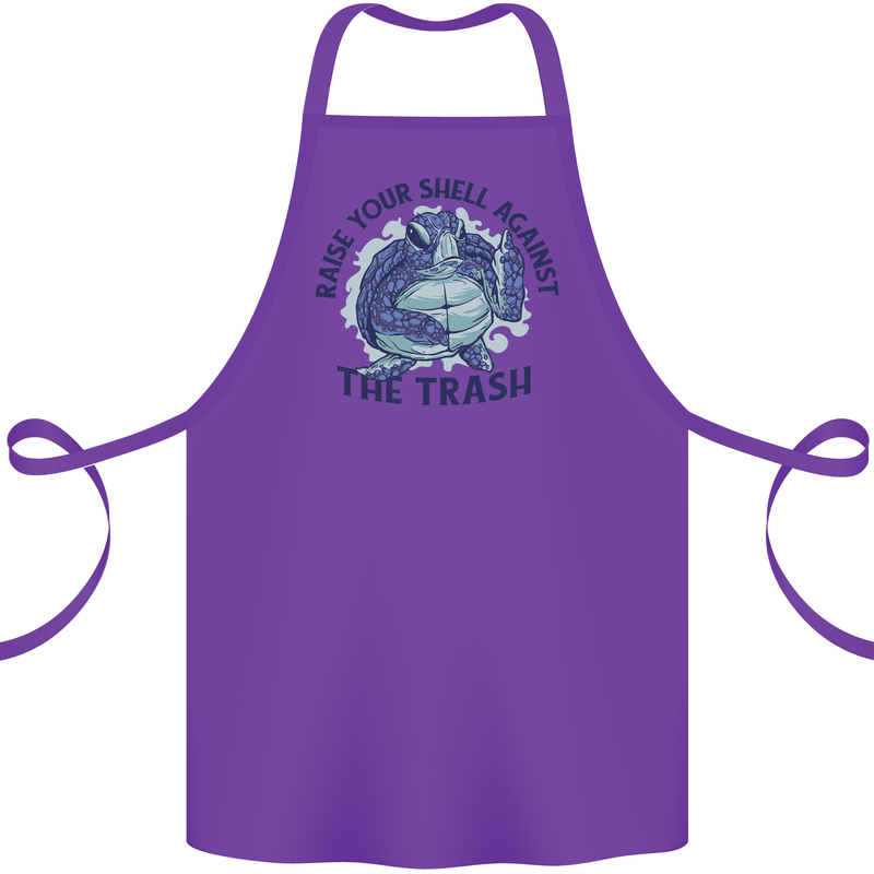 Offensive Turtle Climate Change Environment Cotton Apron 100% Organic Purple