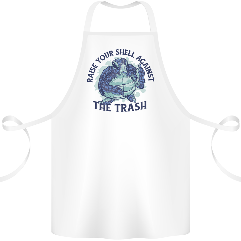 Offensive Turtle Climate Change Environment Cotton Apron 100% Organic White