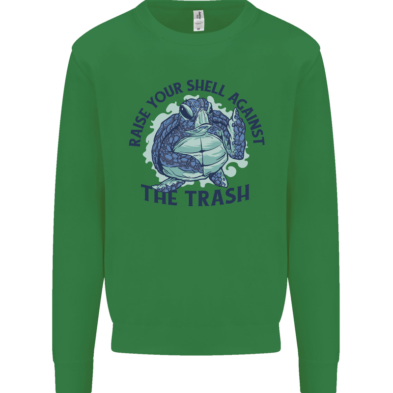 Offensive Turtle Climate Change Environment Kids Sweatshirt Jumper Irish Green