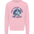 Offensive Turtle Climate Change Environment Kids Sweatshirt Jumper Light Pink