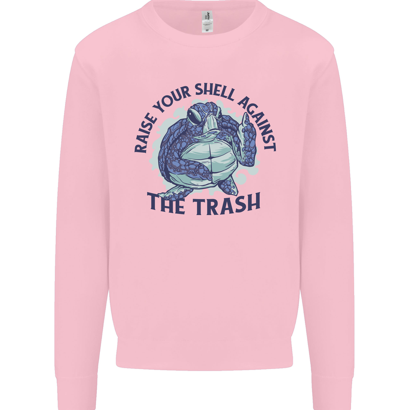 Offensive Turtle Climate Change Environment Kids Sweatshirt Jumper Light Pink