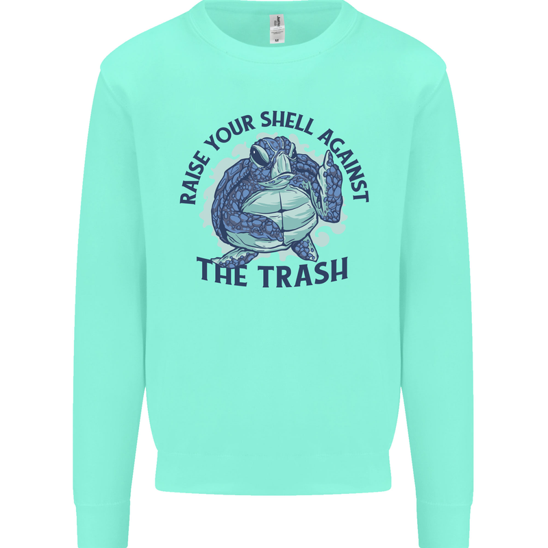 Offensive Turtle Climate Change Environment Kids Sweatshirt Jumper Peppermint
