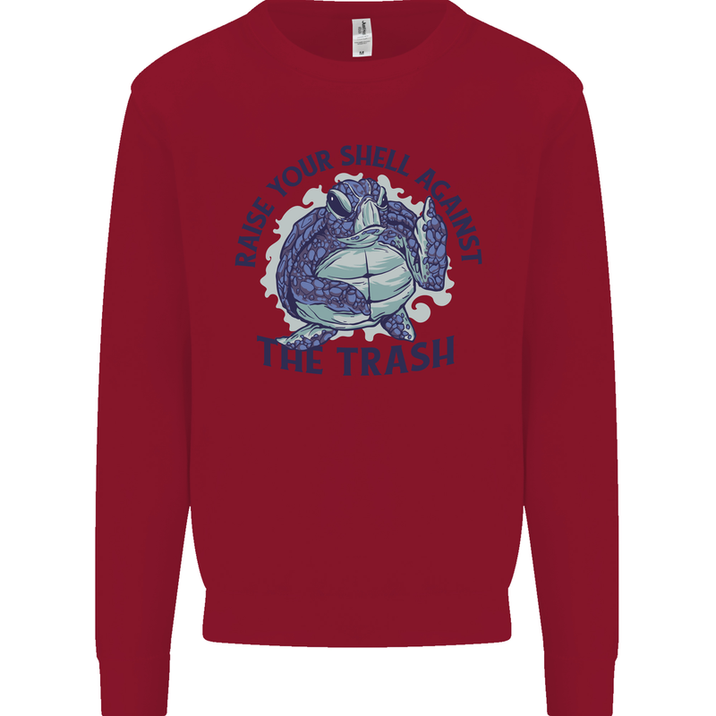 Offensive Turtle Climate Change Environment Kids Sweatshirt Jumper Red