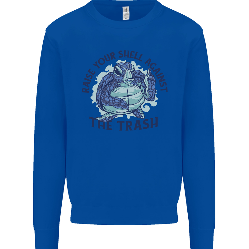 Offensive Turtle Climate Change Environment Kids Sweatshirt Jumper Royal Blue