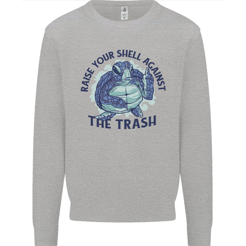 Offensive Turtle Climate Change Environment Kids Sweatshirt Jumper Sports Grey