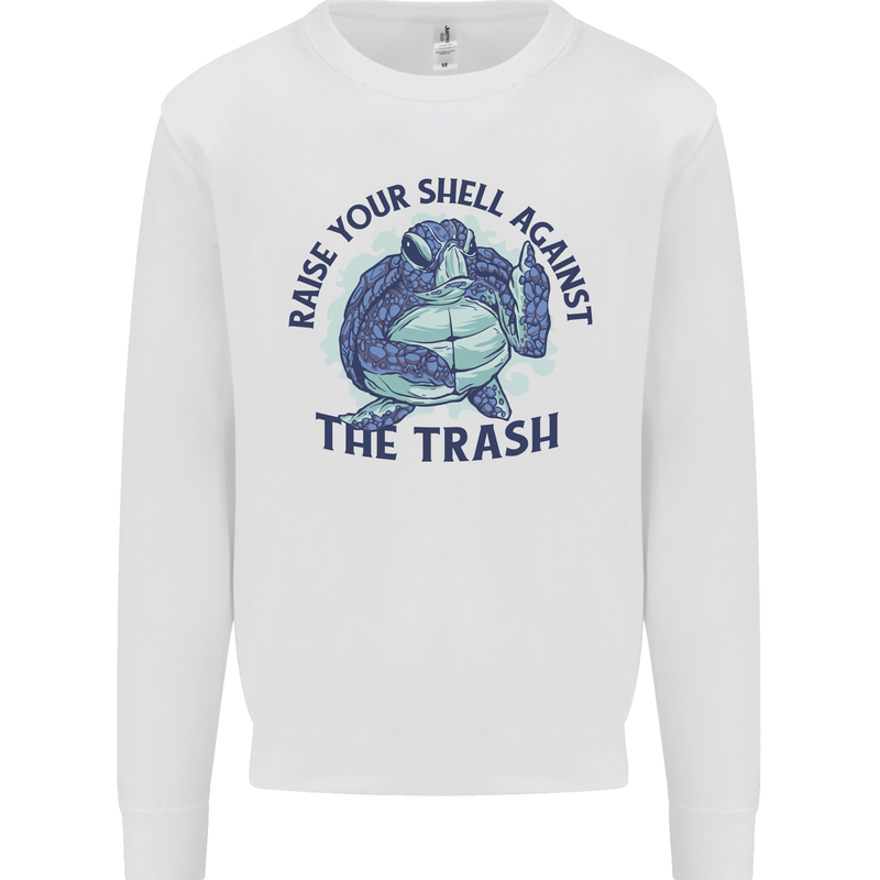 Offensive Turtle Climate Change Environment Kids Sweatshirt Jumper White