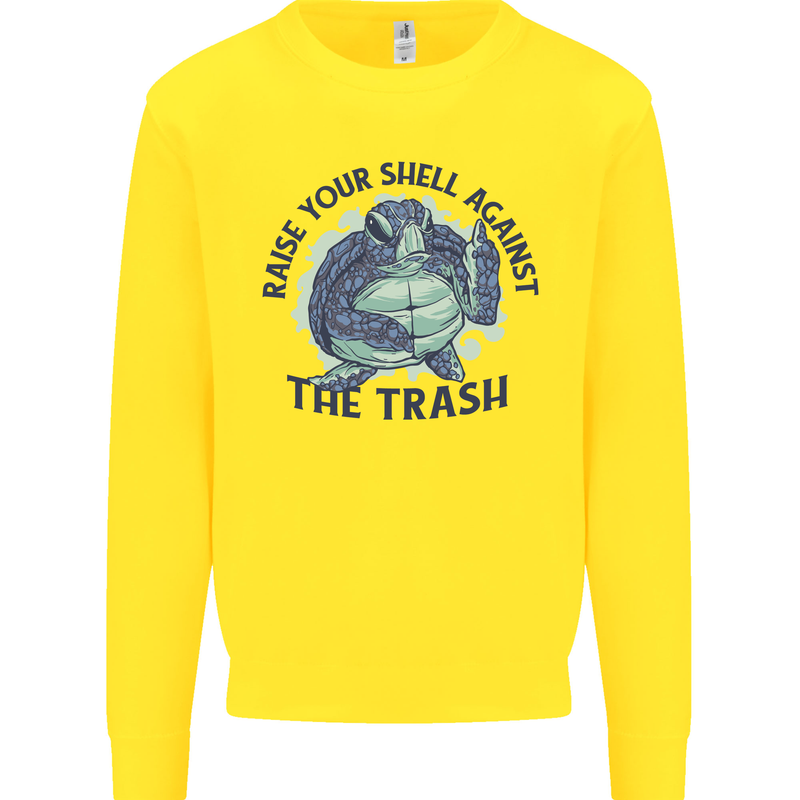 Offensive Turtle Climate Change Environment Kids Sweatshirt Jumper Yellow