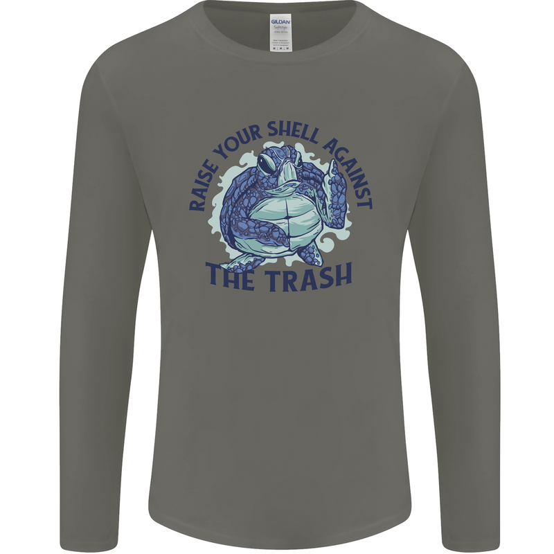 Offensive Turtle Climate Change Environment Mens Long Sleeve T-Shirt Charcoal