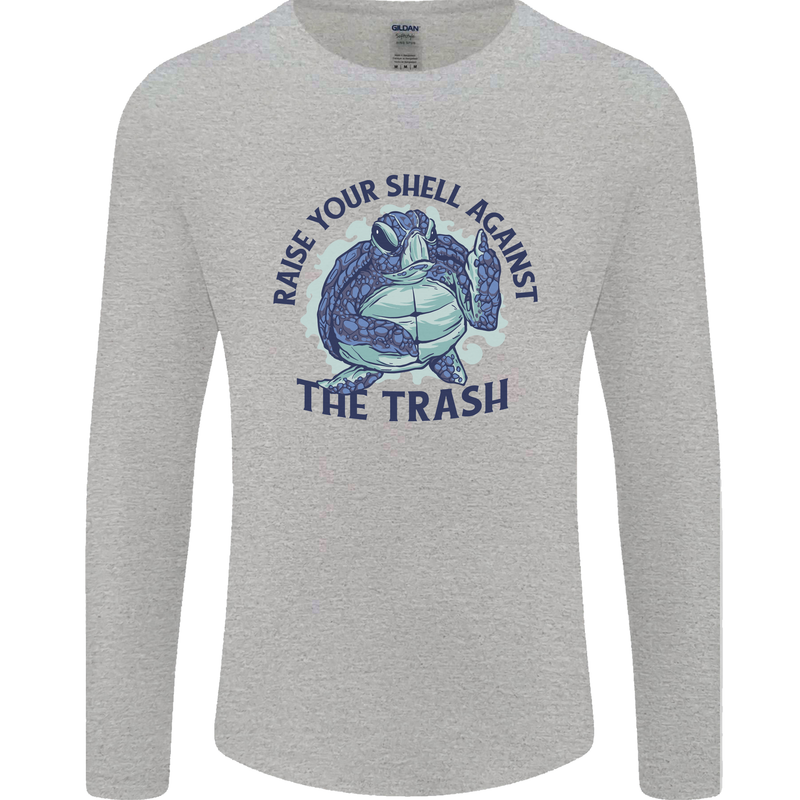 Offensive Turtle Climate Change Environment Mens Long Sleeve T-Shirt Sports Grey