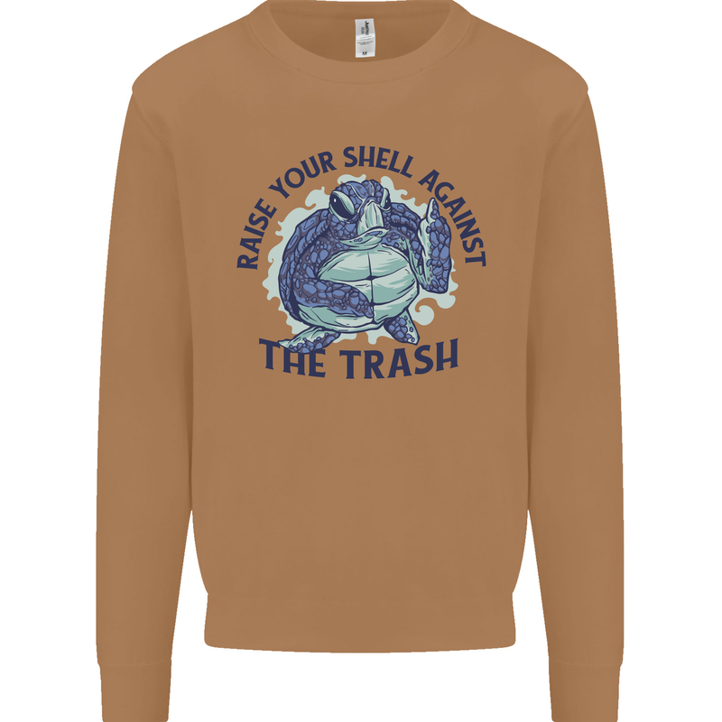 Offensive Turtle Climate Change Environment Mens Sweatshirt Jumper Caramel Latte