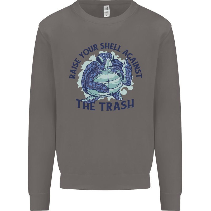 Offensive Turtle Climate Change Environment Mens Sweatshirt Jumper Charcoal