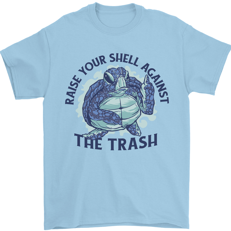 Offensive Turtle Climate Change Environment Mens T-Shirt 100% Cotton Light Blue