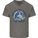 Offensive Turtle Climate Change Environment Mens V-Neck Cotton T-Shirt Charcoal