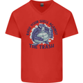 Offensive Turtle Climate Change Environment Mens V-Neck Cotton T-Shirt Red