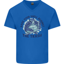 Offensive Turtle Climate Change Environment Mens V-Neck Cotton T-Shirt Royal Blue