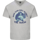 Offensive Turtle Climate Change Environment Mens V-Neck Cotton T-Shirt Sports Grey
