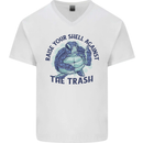 Offensive Turtle Climate Change Environment Mens V-Neck Cotton T-Shirt White