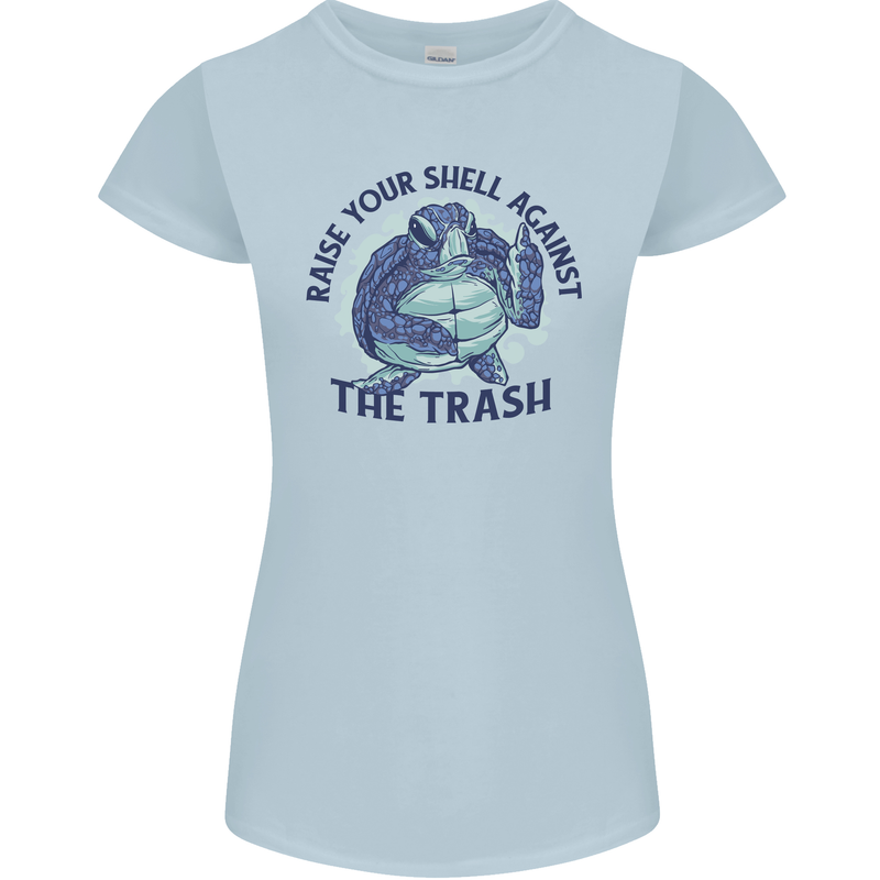 Offensive Turtle Climate Change Environment Womens Petite Cut T-Shirt Light Blue