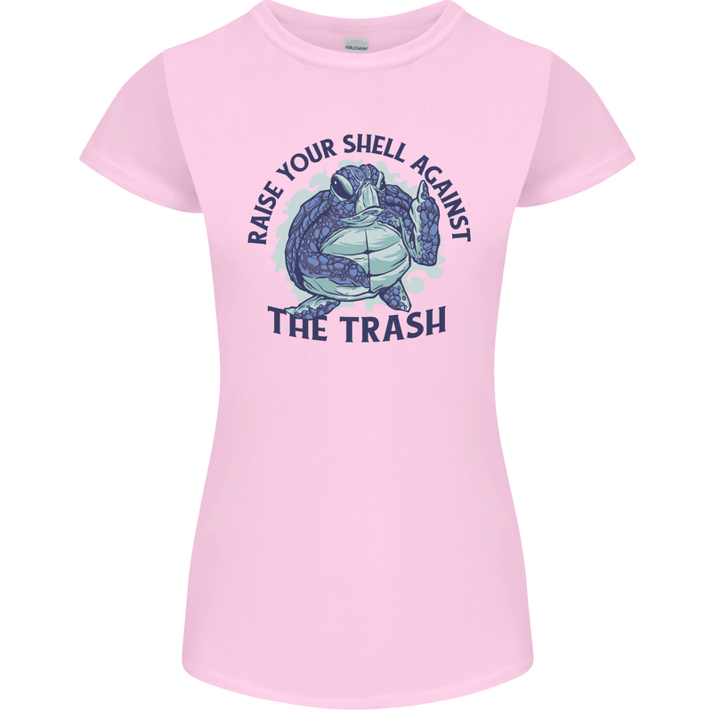 Offensive Turtle Climate Change Environment Womens Petite Cut T-Shirt Light Pink