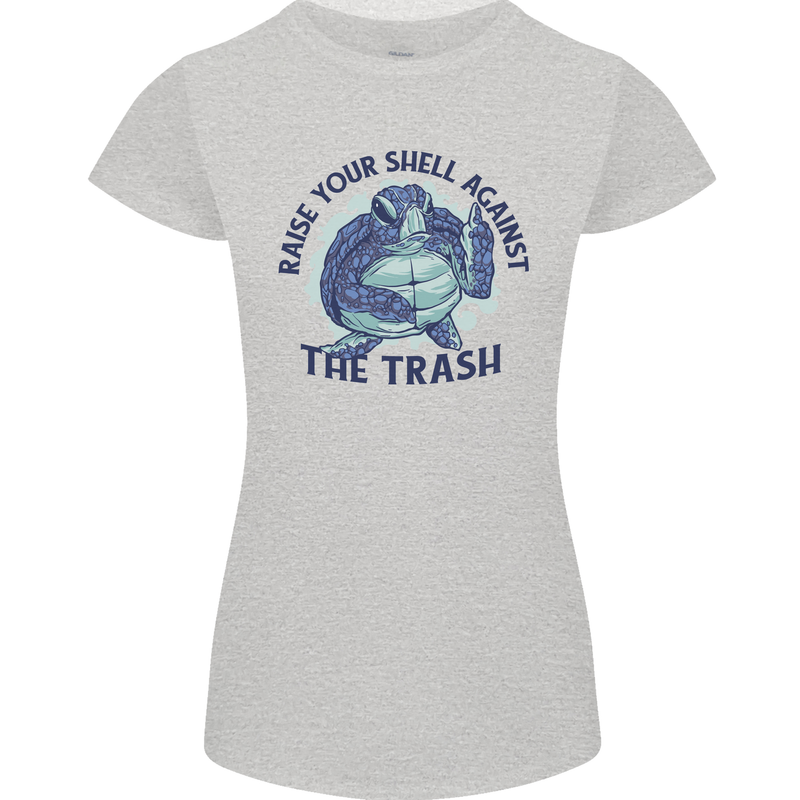 Offensive Turtle Climate Change Environment Womens Petite Cut T-Shirt Sports Grey