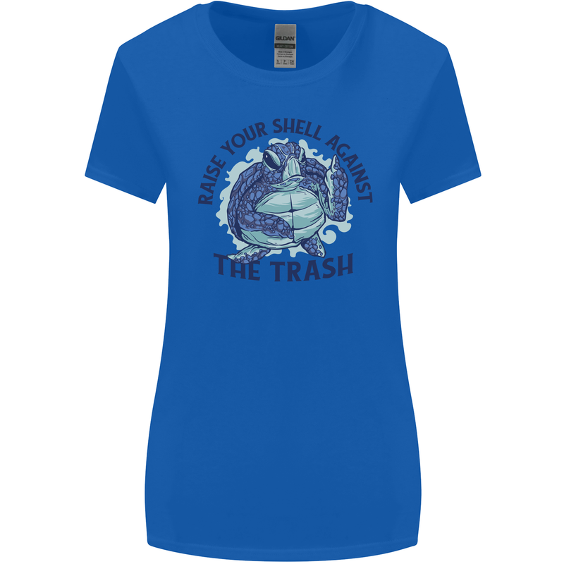 Offensive Turtle Climate Change Environment Womens Wider Cut T-Shirt Royal Blue
