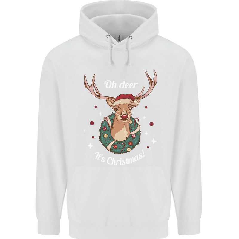 Oh Deer Its Christmas Funny Hunting Hunter Xmas Childrens Kids Hoodie White