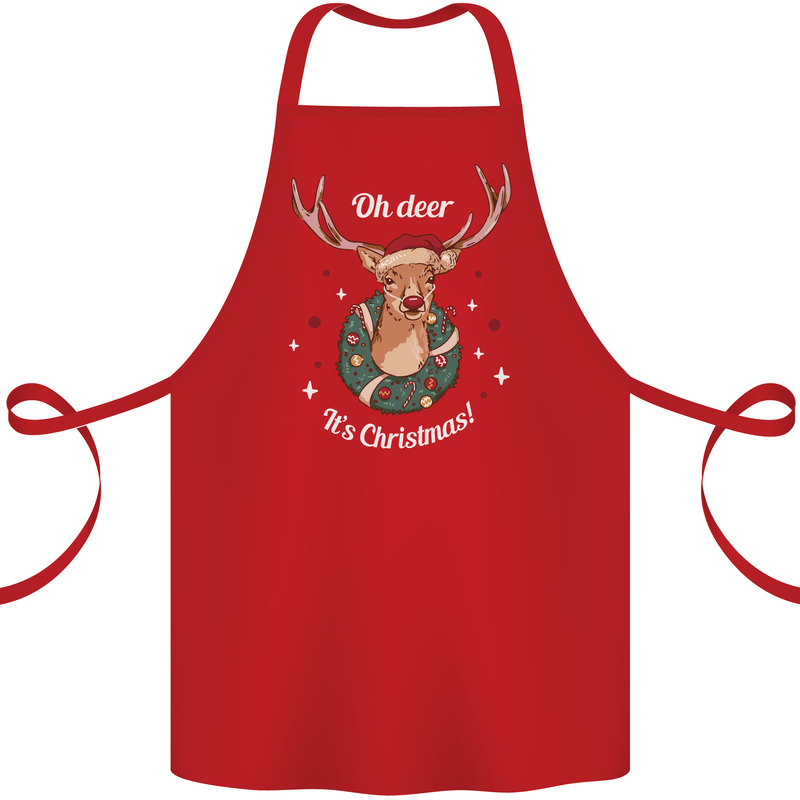 Oh Deer Its Christmas Funny Hunting Hunter Xmas Cotton Apron 100% Organic Red