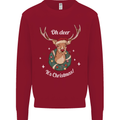 Oh Deer Its Christmas Funny Hunting Hunter Xmas Kids Sweatshirt Jumper Red