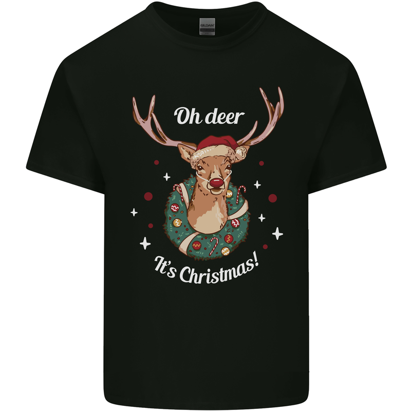 Oh Deer Its Christmas Funny Hunting Hunter Xmas Mens Cotton T-Shirt Tee Top Black