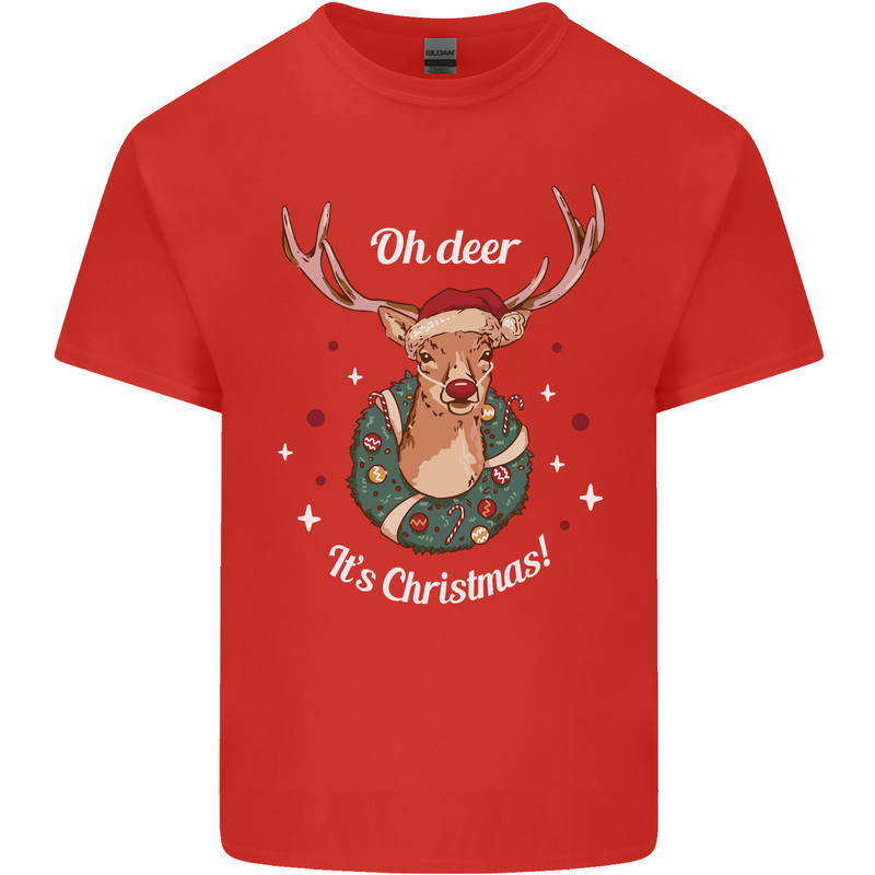 Oh Deer Its Christmas Funny Hunting Hunter Xmas Mens Cotton T-Shirt Tee Top Red