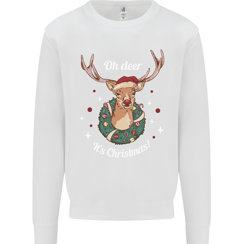 Oh Deer Its Christmas Funny Hunting Hunter Xmas Mens Sweatshirt Jumper White