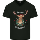 Oh Deer Its Christmas Funny Hunting Hunter Xmas Mens V-Neck Cotton T-Shirt Black